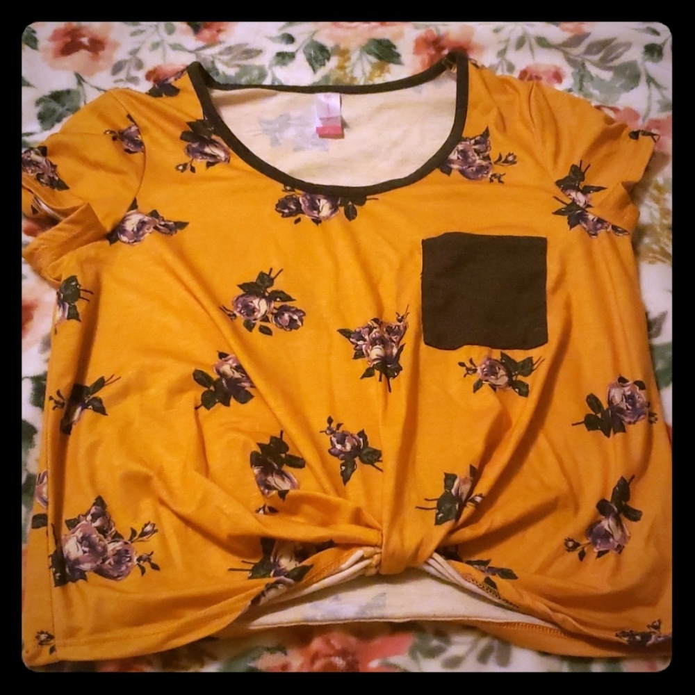 Floral yellow crop top